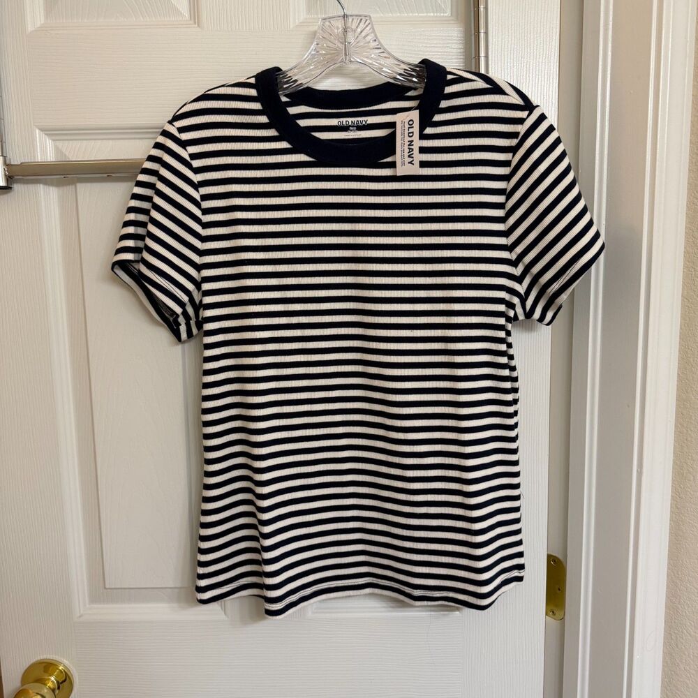 NWT Old Navy Snug Fit Striped Short Sleeve Rib-Knit Tee Size XL Tall